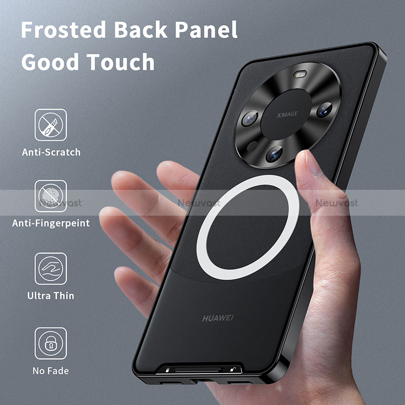 Luxury Metal Frame and Plastic Back Cover Case with Mag-Safe Magnetic for Huawei Mate 60 Pro Black