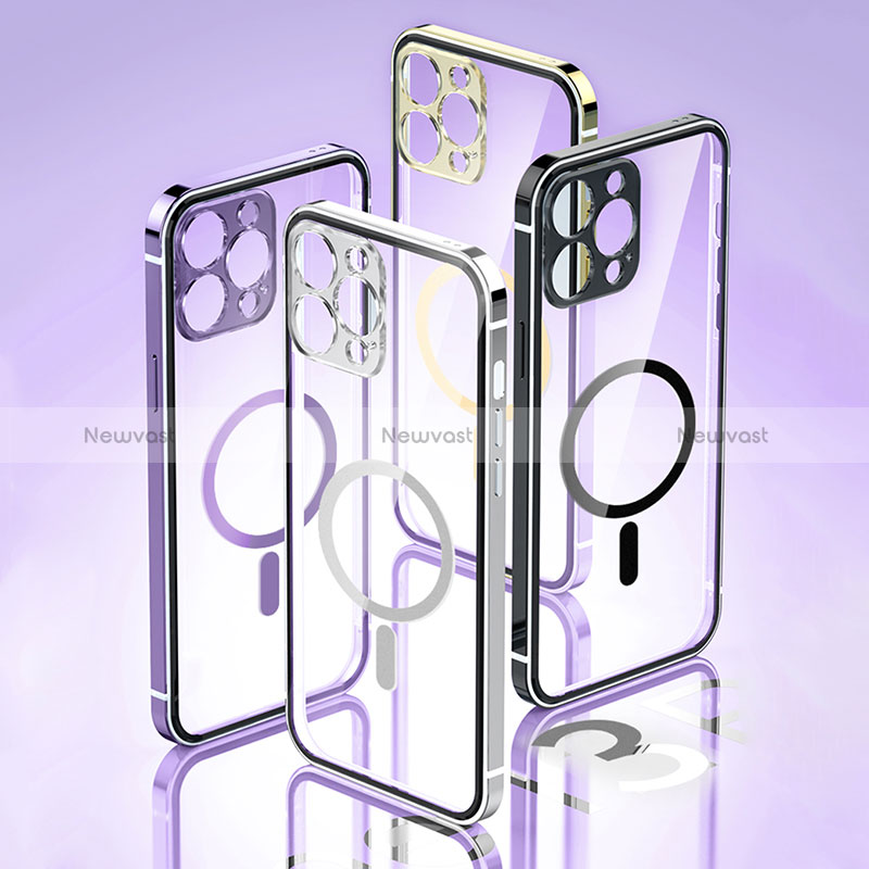 Luxury Metal Frame and Plastic Back Cover Case with Mag-Safe Magnetic JB1 for Apple iPhone 13 Pro