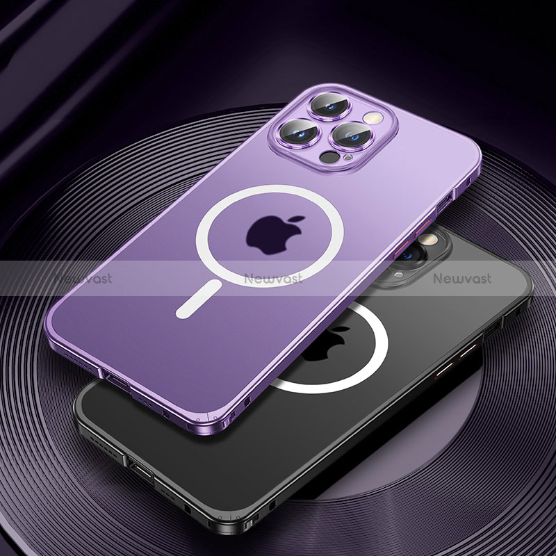 Luxury Metal Frame and Plastic Back Cover Case with Mag-Safe Magnetic JL2 for Apple iPhone 13 Pro