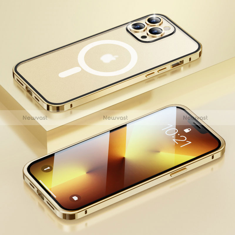 Luxury Metal Frame and Plastic Back Cover Case with Mag-Safe Magnetic LF1 for Apple iPhone 13 Pro