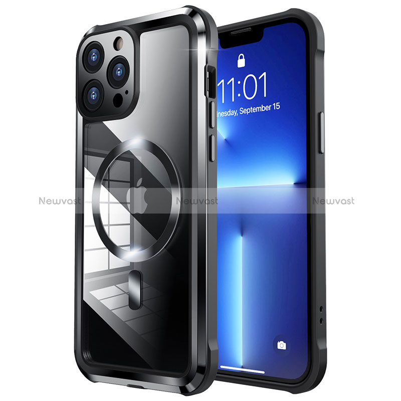 Luxury Metal Frame and Plastic Back Cover Case with Mag-Safe Magnetic LF2 for Apple iPhone 13 Pro