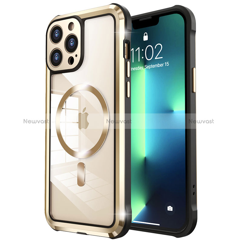 Luxury Metal Frame and Plastic Back Cover Case with Mag-Safe Magnetic LF2 for Apple iPhone 13 Pro