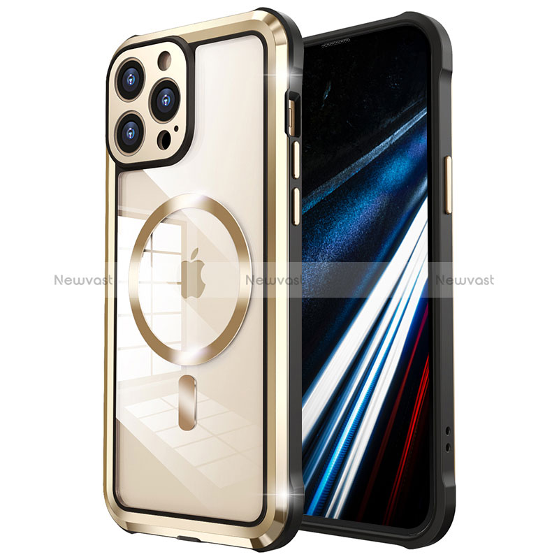 Luxury Metal Frame and Plastic Back Cover Case with Mag-Safe Magnetic LF2 for Apple iPhone 14 Pro