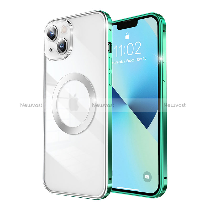 Luxury Metal Frame and Plastic Back Cover Case with Mag-Safe Magnetic LF3 for Apple iPhone 13