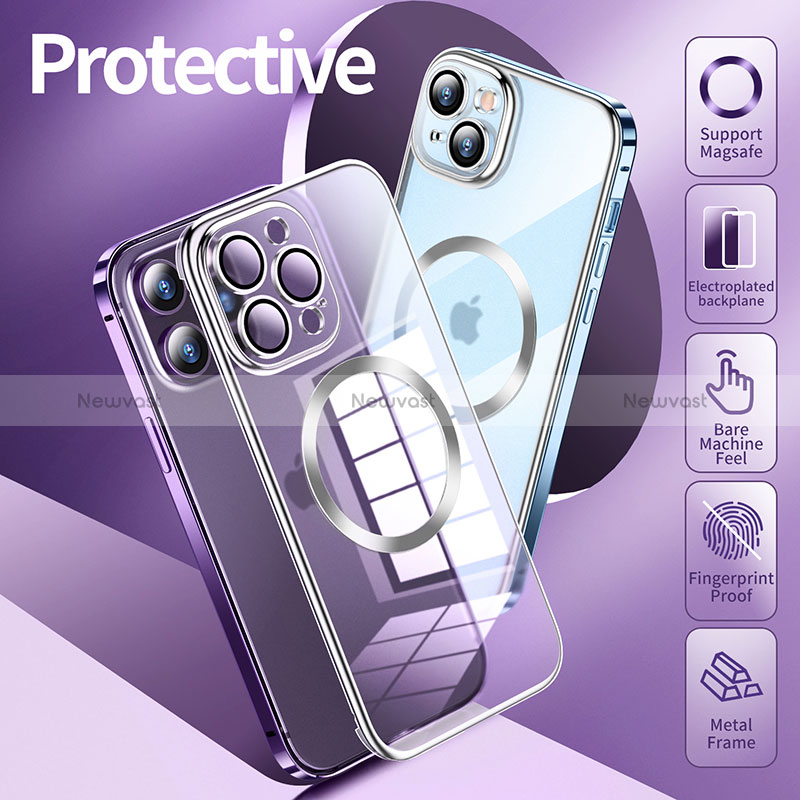 Luxury Metal Frame and Plastic Back Cover Case with Mag-Safe Magnetic LF3 for Apple iPhone 14 Pro