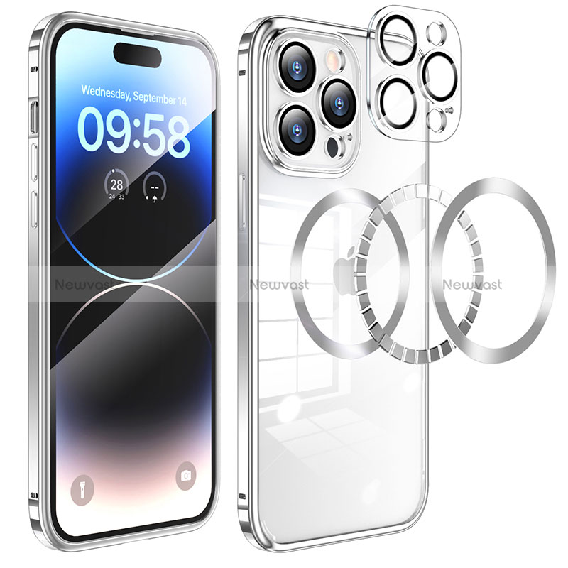 Luxury Metal Frame and Plastic Back Cover Case with Mag-Safe Magnetic LF3 for Apple iPhone 14 Pro