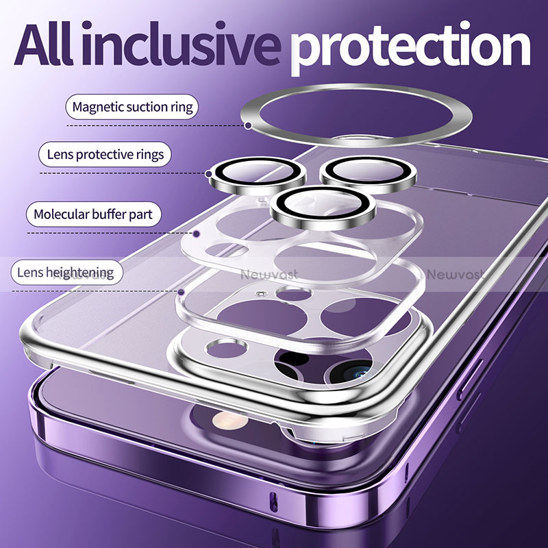 Luxury Metal Frame and Plastic Back Cover Case with Mag-Safe Magnetic LF3 for Apple iPhone 15 Pro