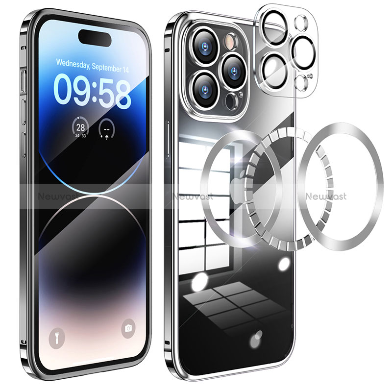 Luxury Metal Frame and Plastic Back Cover Case with Mag-Safe Magnetic LF3 for Apple iPhone 15 Pro