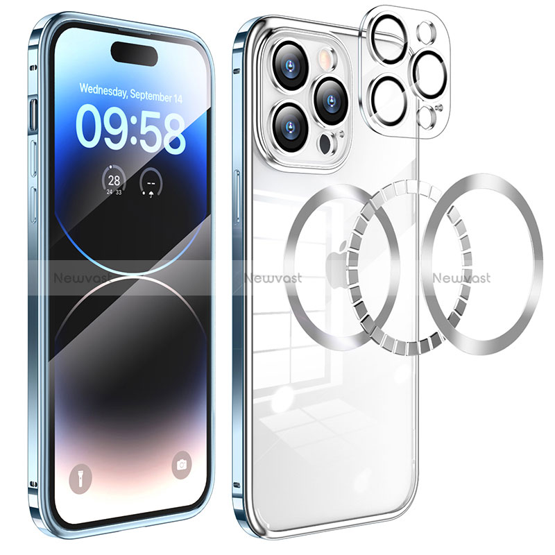 Luxury Metal Frame and Plastic Back Cover Case with Mag-Safe Magnetic LF3 for Apple iPhone 15 Pro