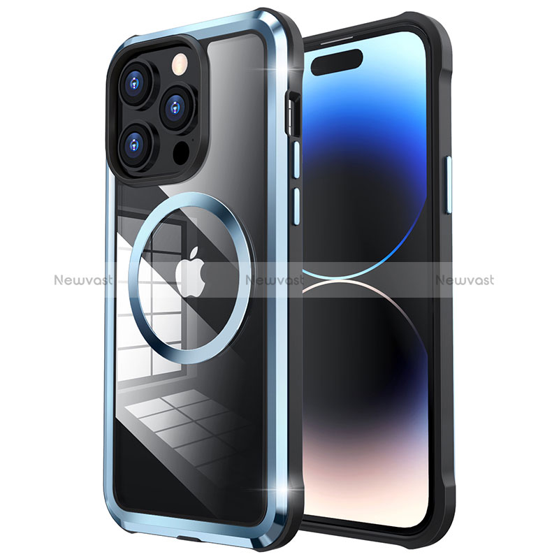 Luxury Metal Frame and Plastic Back Cover Case with Mag-Safe Magnetic LF4 for Apple iPhone 14 Pro