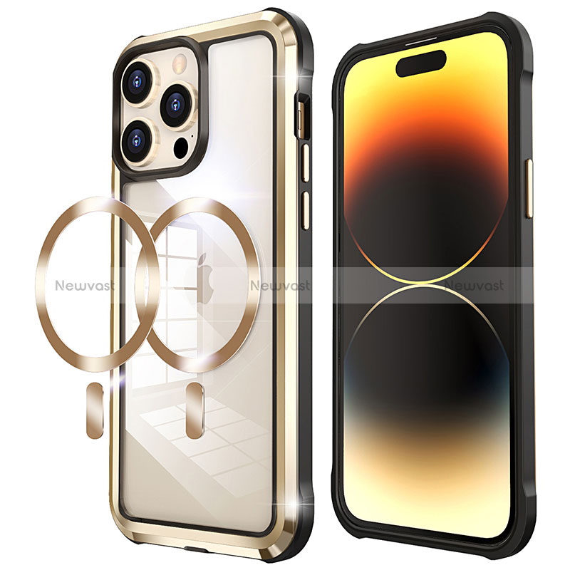 Luxury Metal Frame and Plastic Back Cover Case with Mag-Safe Magnetic LF4 for Apple iPhone 14 Pro Max