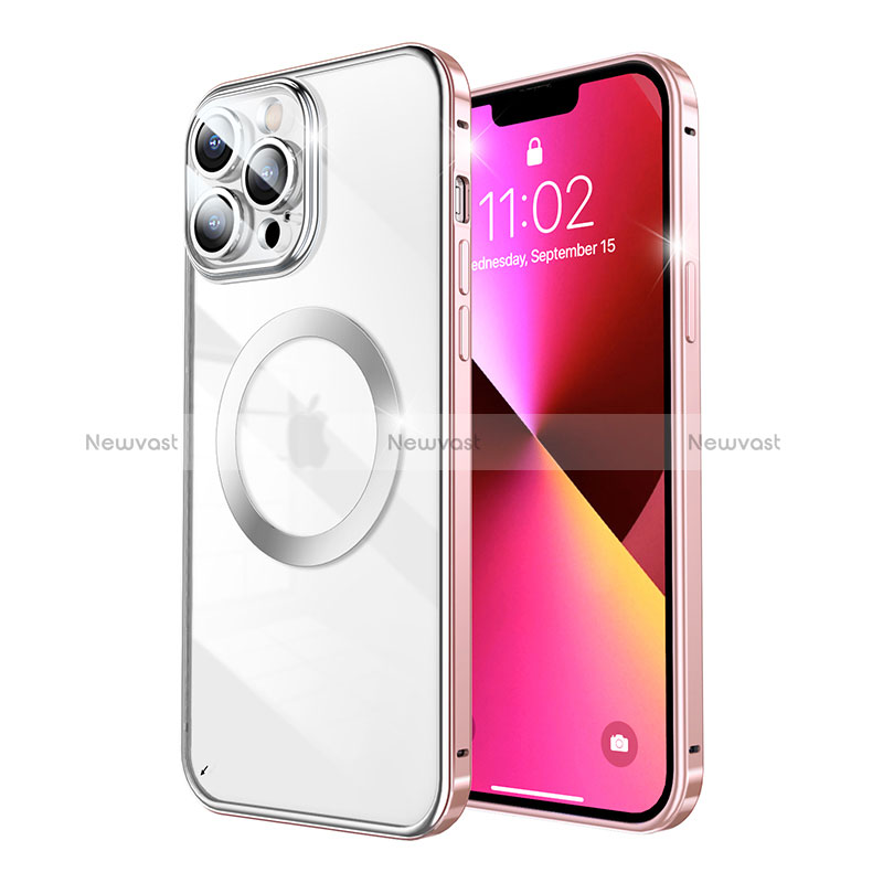 Luxury Metal Frame and Plastic Back Cover Case with Mag-Safe Magnetic LF5 for Apple iPhone 13 Pro