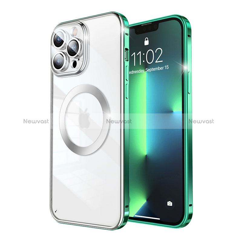 Luxury Metal Frame and Plastic Back Cover Case with Mag-Safe Magnetic LF5 for Apple iPhone 13 Pro