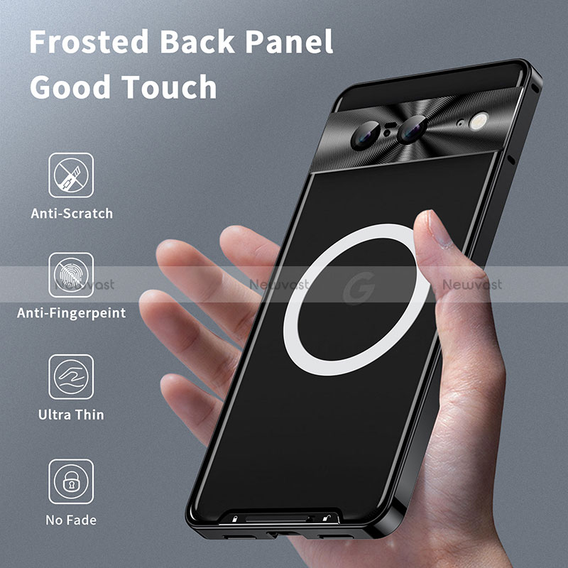 Luxury Metal Frame and Plastic Back Cover Case with Mag-Safe Magnetic LK1 for Google Pixel 8 5G Black