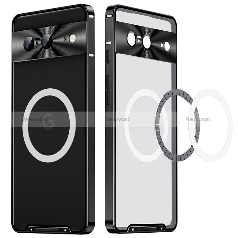 Luxury Metal Frame and Plastic Back Cover Case with Mag-Safe Magnetic LK1 for Google Pixel 8 5G Black