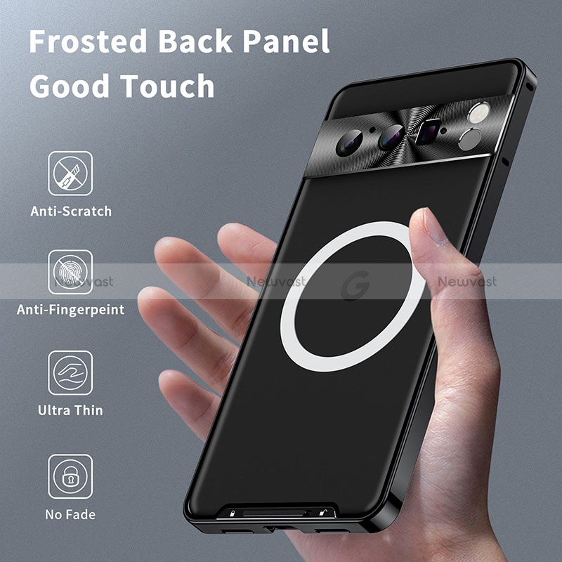 Luxury Metal Frame and Plastic Back Cover Case with Mag-Safe Magnetic LK1 for Google Pixel 8 Pro 5G Black