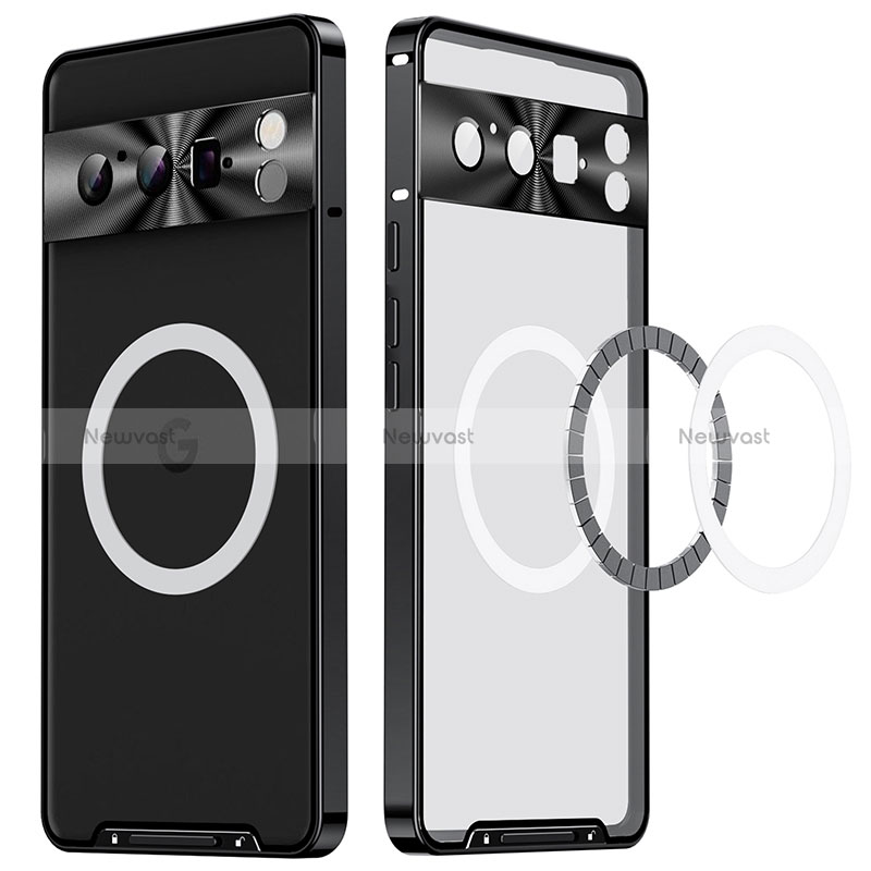 Luxury Metal Frame and Plastic Back Cover Case with Mag-Safe Magnetic LK1 for Google Pixel 8 Pro 5G Black