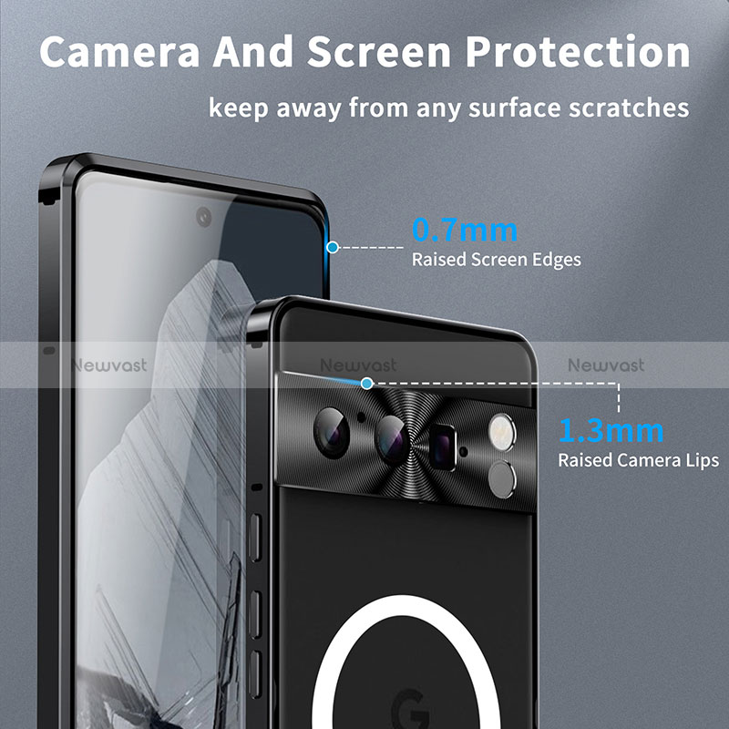 Luxury Metal Frame and Plastic Back Cover Case with Mag-Safe Magnetic LK1 for Google Pixel 8 Pro 5G Black