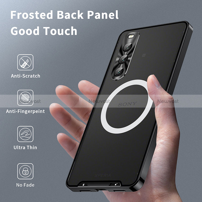 Luxury Metal Frame and Plastic Back Cover Case with Mag-Safe Magnetic LK1 for Sony Xperia 10 V Black