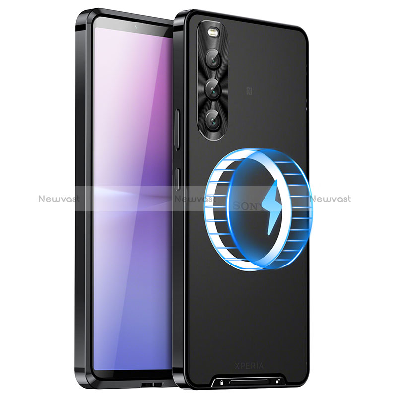 Luxury Metal Frame and Plastic Back Cover Case with Mag-Safe Magnetic LK1 for Sony Xperia 10 V Black