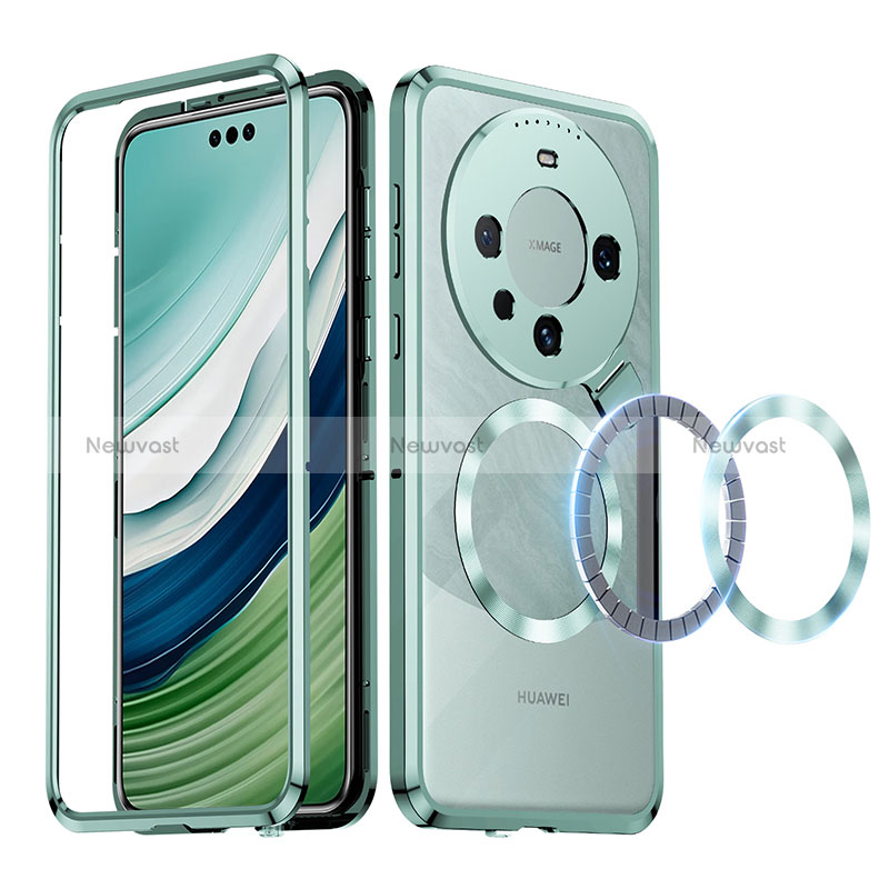 Luxury Metal Frame and Plastic Back Cover Case with Mag-Safe Magnetic LK2 for Huawei Mate 60 Pro Green