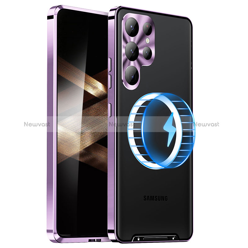 Luxury Metal Frame and Plastic Back Cover Case with Mag-Safe Magnetic LK2 for Samsung Galaxy S24 Ultra 5G