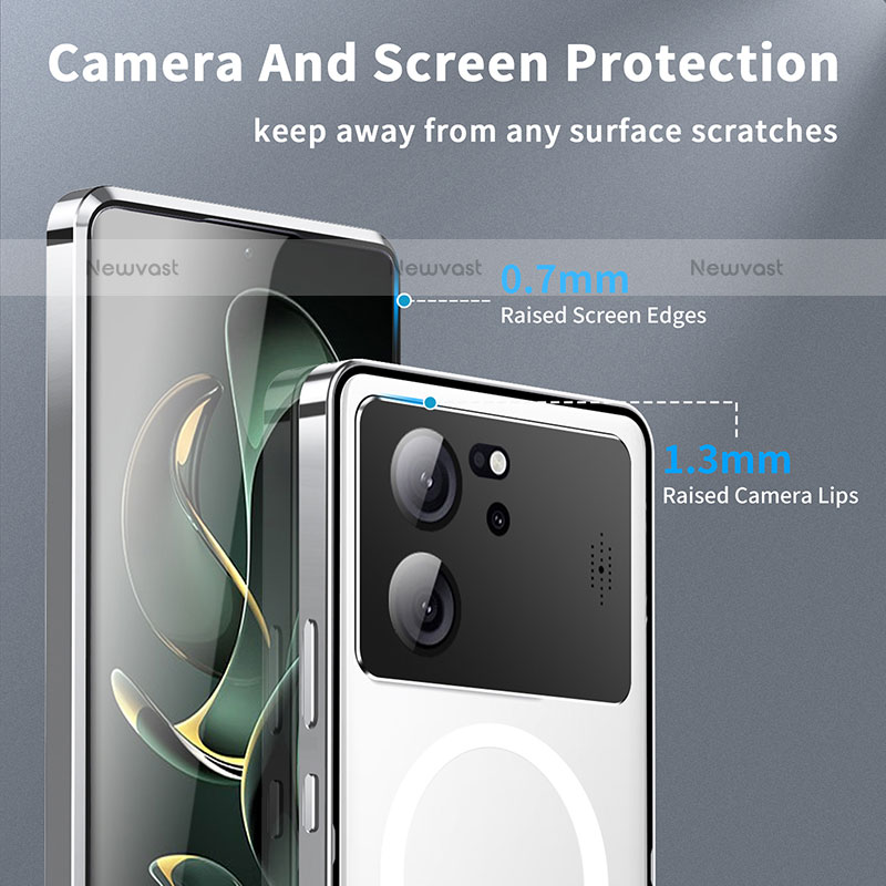 Luxury Metal Frame and Plastic Back Cover Case with Mag-Safe Magnetic LK2 for Xiaomi Redmi K60 Ultra 5G Silver