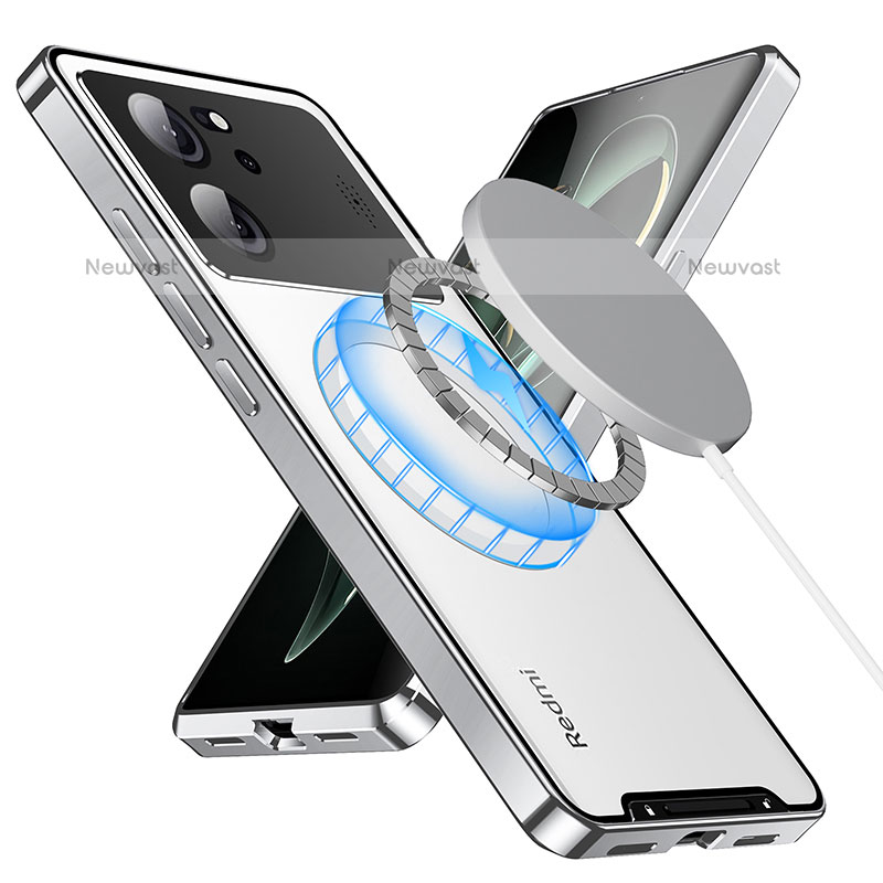 Luxury Metal Frame and Plastic Back Cover Case with Mag-Safe Magnetic LK2 for Xiaomi Redmi K60 Ultra 5G Silver