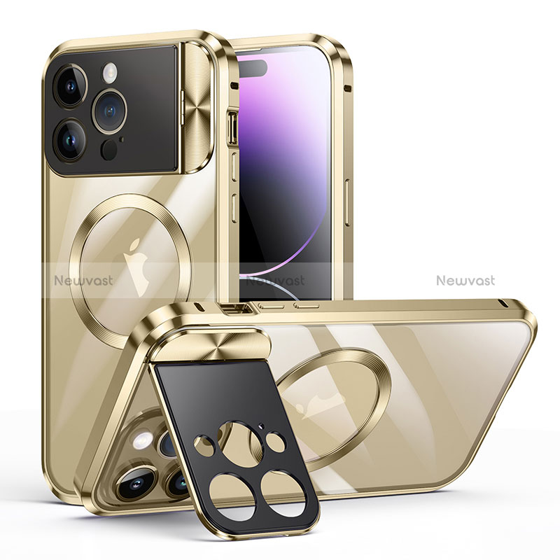 Luxury Metal Frame and Plastic Back Cover Case with Mag-Safe Magnetic LK4 for Apple iPhone 13 Pro