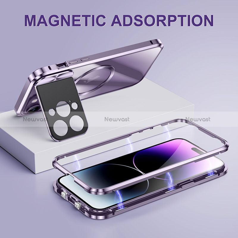 Luxury Metal Frame and Plastic Back Cover Case with Mag-Safe Magnetic LK4 for Apple iPhone 13 Pro