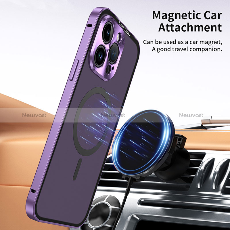 Luxury Metal Frame and Plastic Back Cover Case with Mag-Safe Magnetic LK5 for Apple iPhone 15 Pro