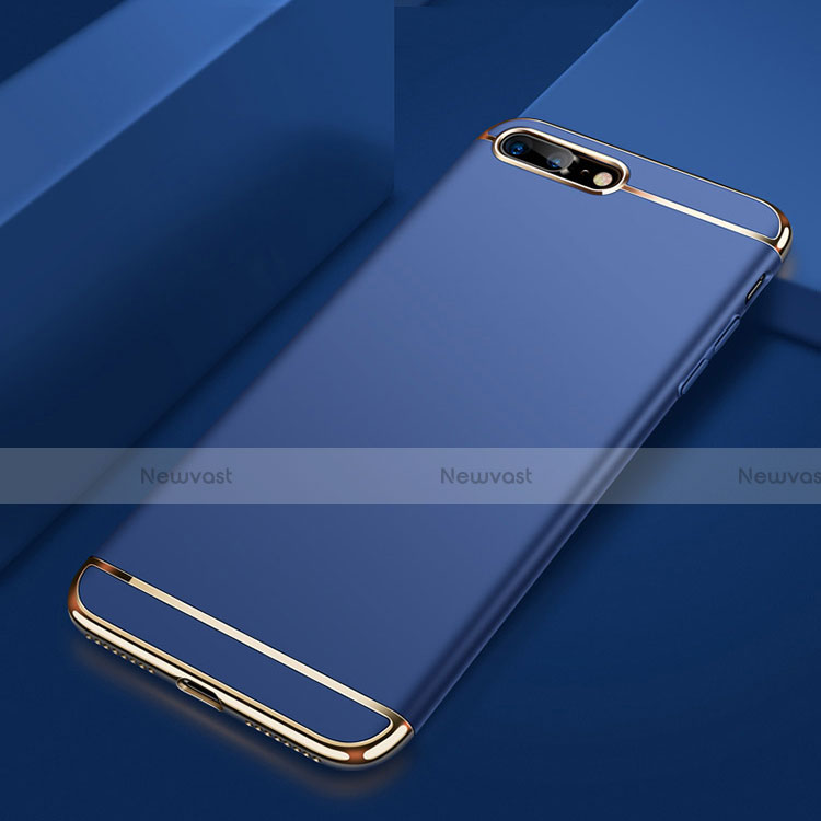 Luxury Metal Frame and Plastic Back Cover F01 for Apple iPhone 8 Plus Blue