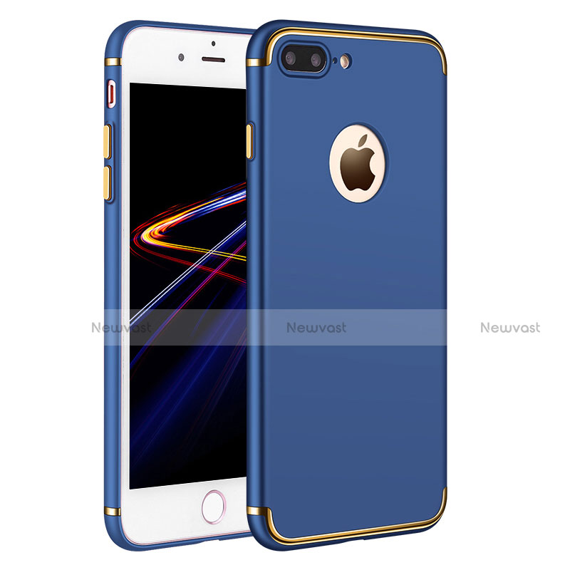 Luxury Metal Frame and Plastic Back Cover F02 for Apple iPhone 8 Plus Blue