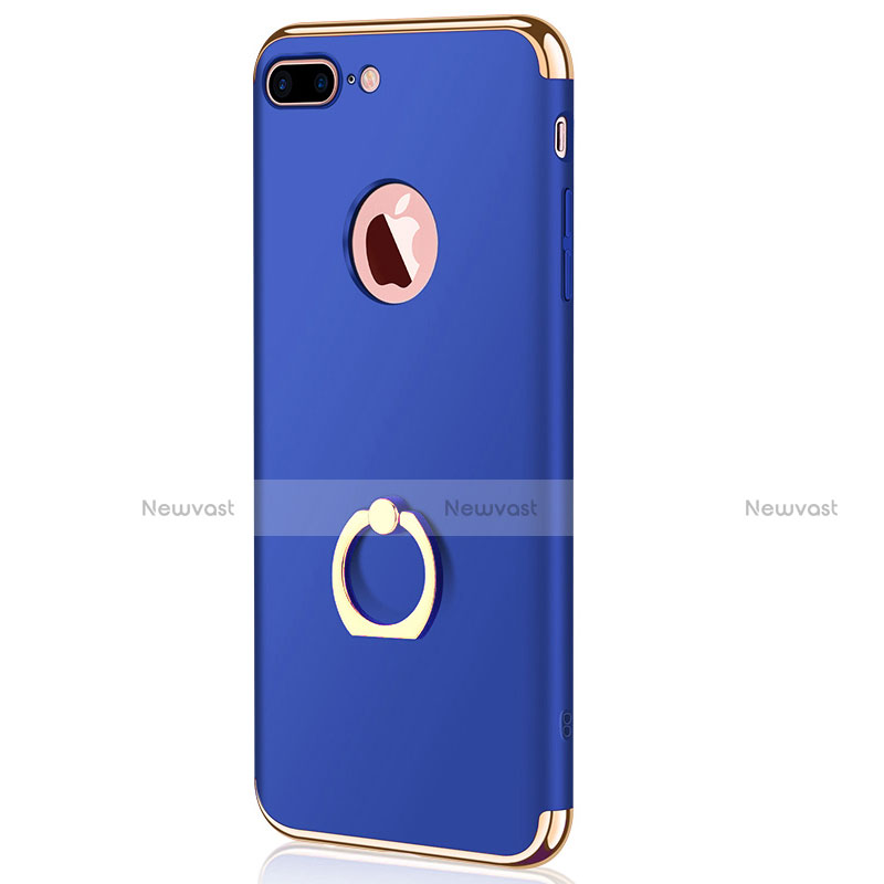 Luxury Metal Frame and Plastic Back Cover F04 for Apple iPhone 8 Plus Blue