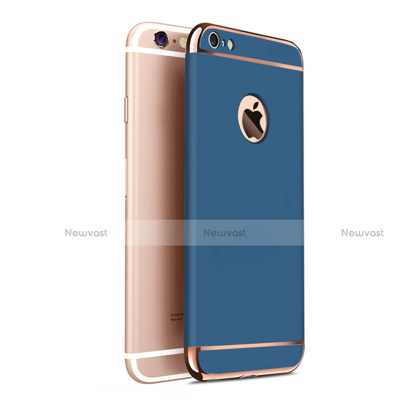 Luxury Metal Frame and Plastic Back Cover M01 for Apple iPhone 6 Plus Blue