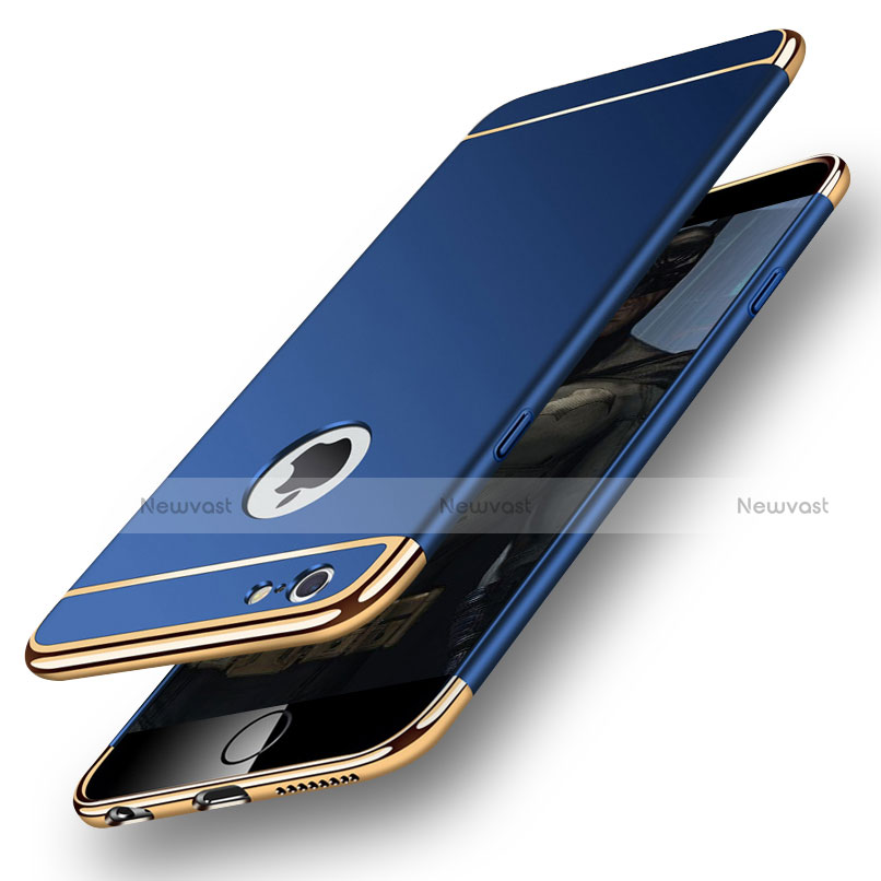 Luxury Metal Frame and Plastic Back Cover M01 for Apple iPhone 6 Plus Blue