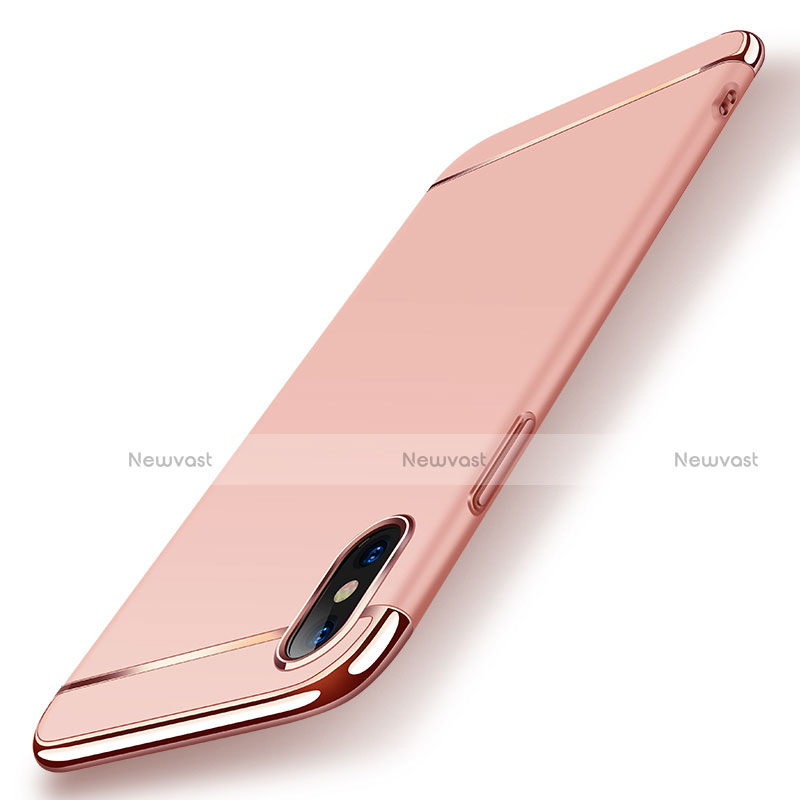 Luxury Metal Frame and Plastic Back Cover M01 for Apple iPhone X Rose Gold