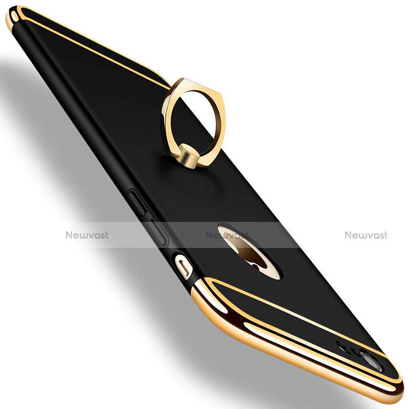 Luxury Metal Frame and Plastic Back Cover with Finger Ring Stand A01 for Apple iPhone 6 Black