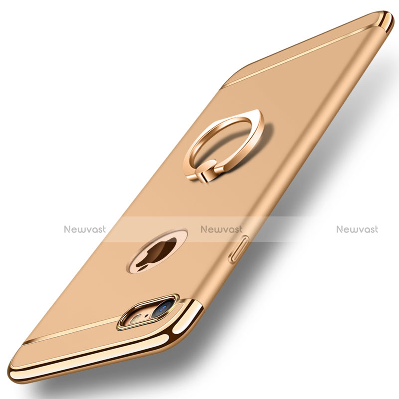 Luxury Metal Frame and Plastic Back Cover with Finger Ring Stand A01 for Apple iPhone 7 Gold