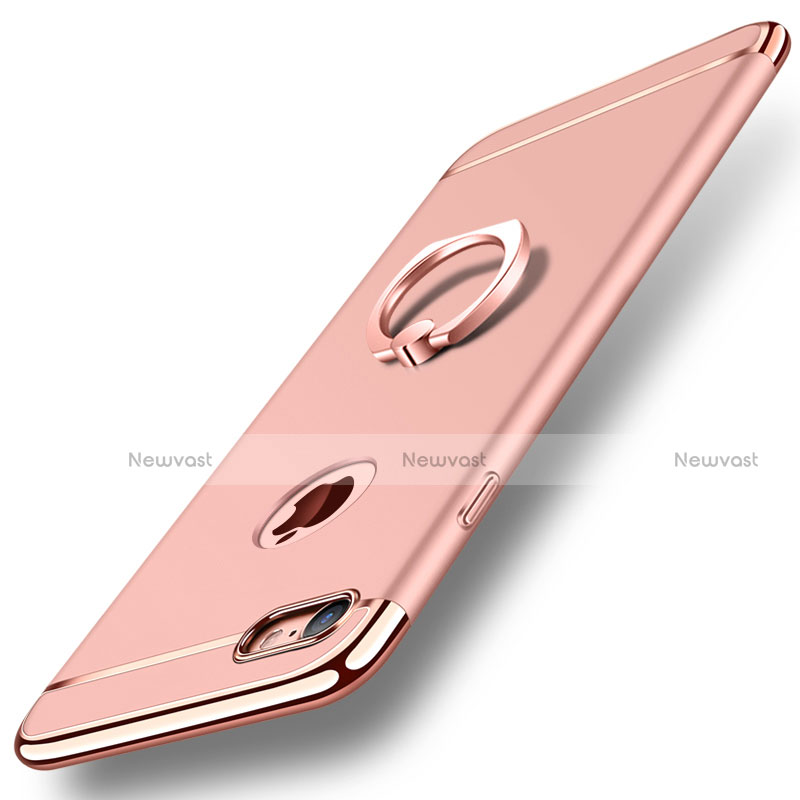 Luxury Metal Frame and Plastic Back Cover with Finger Ring Stand A01 for Apple iPhone 7 Rose Gold