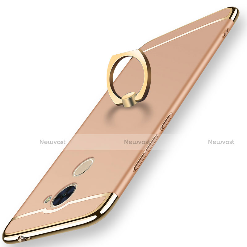 Luxury Metal Frame and Plastic Back Cover with Finger Ring Stand A01 for Huawei Enjoy 7 Plus Gold