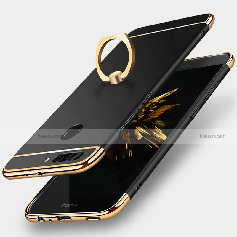 Luxury Metal Frame and Plastic Back Cover with Finger Ring Stand A01 for Huawei Honor 8 Pro