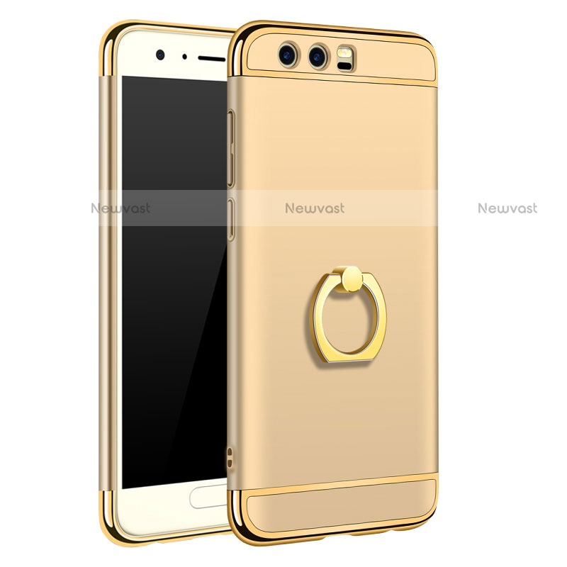 Luxury Metal Frame and Plastic Back Cover with Finger Ring Stand A01 for Huawei Honor 9 Gold