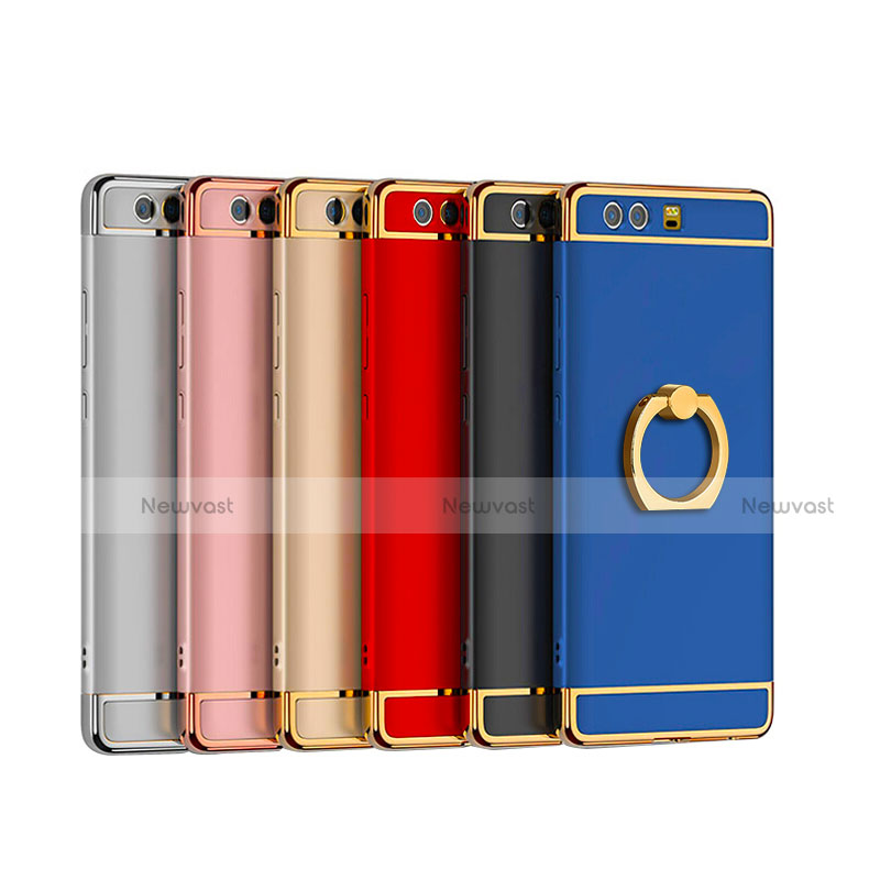 Luxury Metal Frame and Plastic Back Cover with Finger Ring Stand A01 for Huawei Honor 9 Premium