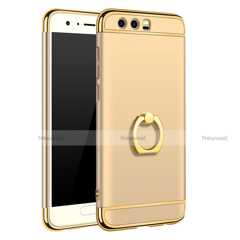 Luxury Metal Frame and Plastic Back Cover with Finger Ring Stand A01 for Huawei Honor 9 Premium Gold