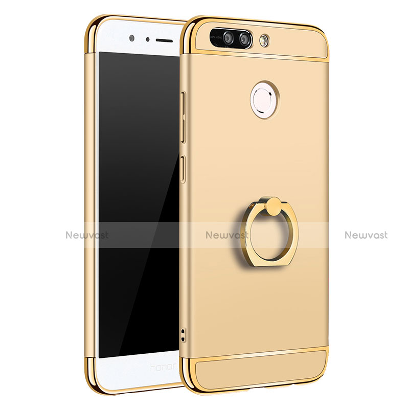 Luxury Metal Frame and Plastic Back Cover with Finger Ring Stand A01 for Huawei Honor V9 Gold