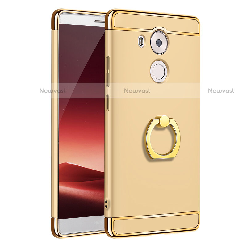 Luxury Metal Frame and Plastic Back Cover with Finger Ring Stand A01 for Huawei Mate 8 Gold