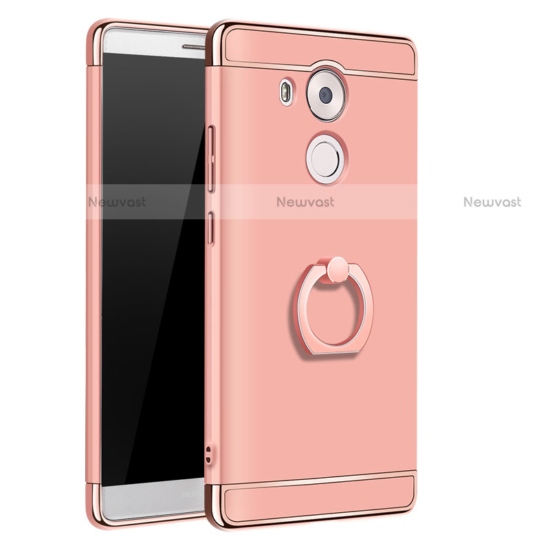 Luxury Metal Frame and Plastic Back Cover with Finger Ring Stand A01 for Huawei Mate 8 Rose Gold