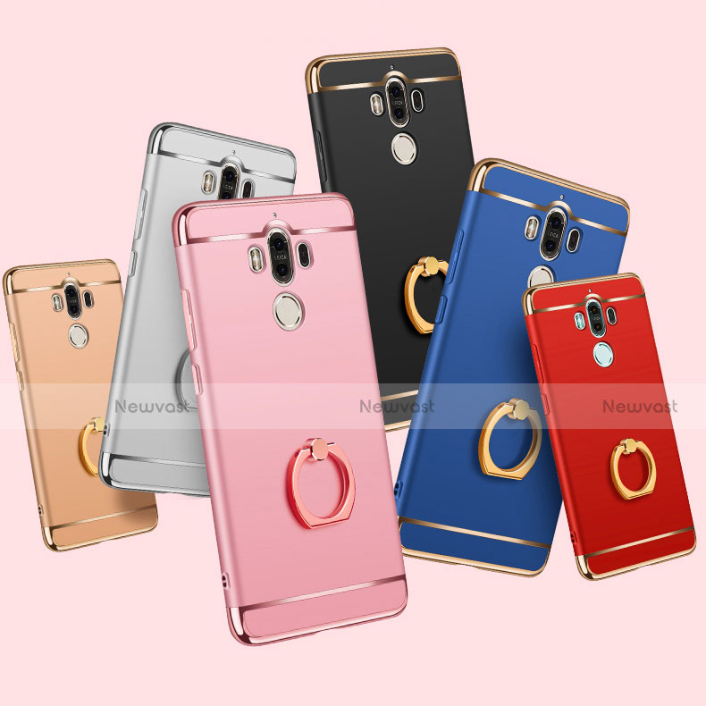 Luxury Metal Frame and Plastic Back Cover with Finger Ring Stand A01 for Huawei Mate 9