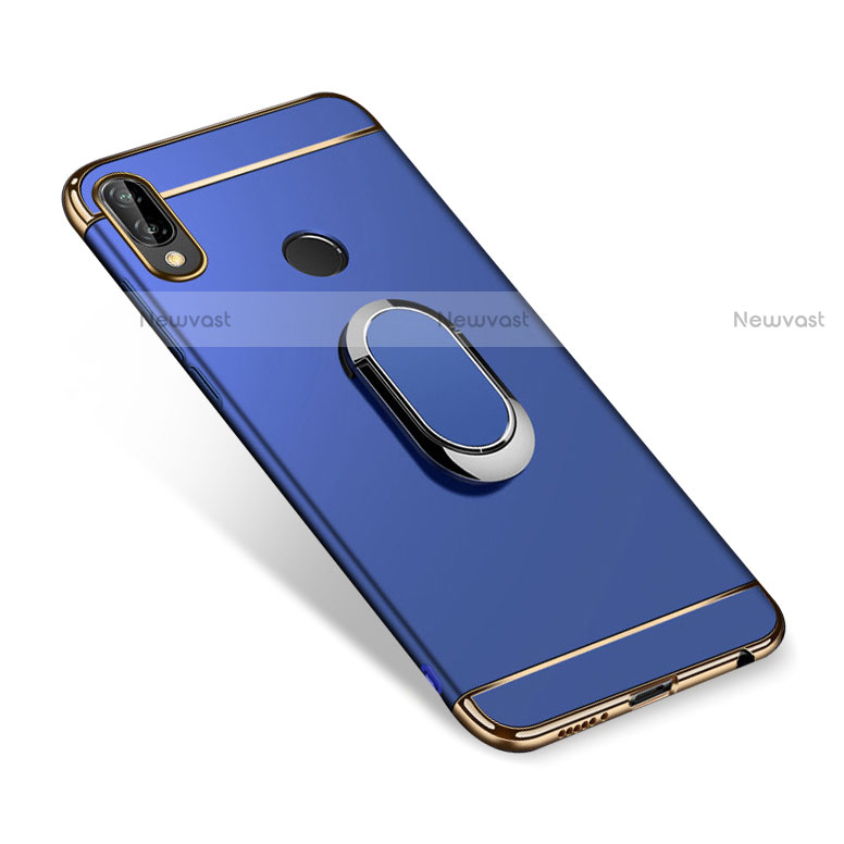 Luxury Metal Frame and Plastic Back Cover with Finger Ring Stand A01 for Huawei Nova 3i Blue